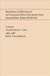 Book cover of Resolutions and Decisions of the Communist Party of the Soviet Union Volume 5 by Schwartz, Donald, V.