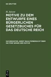 Book cover of Sachregister, nebst Inhaltsübersicht über die fünf Bände der Motive by H. Jatzow