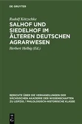 Book cover of Salhof und Siedelhof im älteren deutschen Agrarwesen by Rudolf Kötzschke