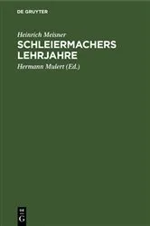 Book cover of Schleiermachers Lehrjahre by Heinrich Meisner