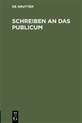 Book cover of Schreiben an das Publicum by Gotthold Ephraim Lessing