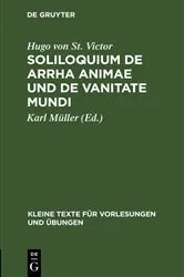 Book cover of Soliloquium de arrha animae und De vanitate mundi by Hugo von St. Victor
