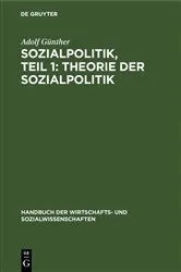 Book cover of Sozialpolitik, Teil 1: Theorie der sozialpolitik by Adolf Günther