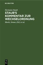 Book cover of Staub's Kommentar zur Wechselordnung (10th ed.) by Unknown