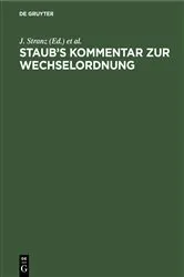 Book cover of Staub’s Kommentar zur Wechselordnung (9th ed.) by J. Stranz