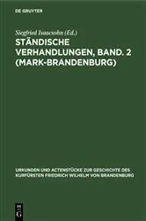 Book cover of Ständische Verhandlungen, Band. 2 (Mark-Brandenburg) by Siegfried Isaacsohn