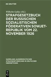 Book cover of Strafgesetzbuch der Russischen sozialistischen Föderativen Sowjet-Republik vom 22. November 1926 by Unknown