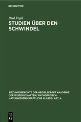 Book cover of Studien über den Schwindel by Paul Vogel