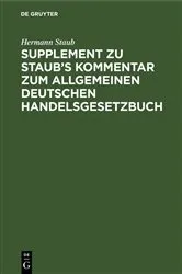 Book cover of Supplement zu Staub's Kommentar zum Allgemeinen Deutschen Handelsgesetzbuch by Unknown