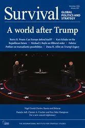 Book cover of Survival December 2020–January 2021: A World After Trump by The International Institute for Strategic Studies (IISS)