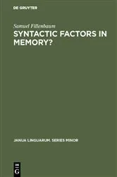 Book cover of Syntactic factors in memory? by Samuel Fillenbaum
