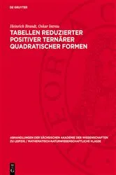 Book cover of Tabellen reduzierter positiver ternärer quadratischer Formen by Heinrich Brandt