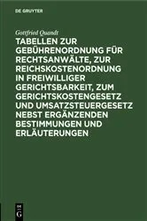 Book cover of Tabellen zur Gebührenordnung für Rechtsanwälte, zur Reichskostenordnung in freiwilliger Gerichtsbarkeit, zum Gerichtskostengesetz und Umsatzsteuergesetz nebst ergänzenden Bestimmungen und Erläuterungen (15th ed.) by Gottfried Quandt