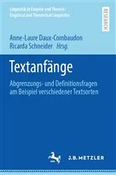 Book cover of Textanfänge by Anne-Laure Daux-Combaudon