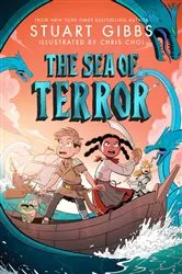 Book cover of The Sea of Terror by Stuart Gibbs