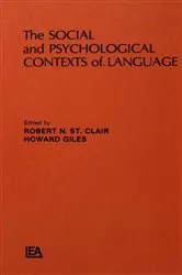 Book cover of The Social and Psychological Contexts of Language by R. N. St. Clalr