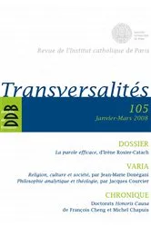 Book cover of Transversalités n°105 by Institut catholique de Paris