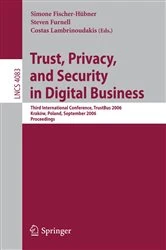 Book cover of Trust and Privacy in Digital Business by Simone Fischer-Hübner