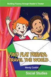 Book cover of Two Flat Friends Travel the World by Wendy Conklin