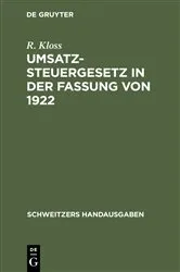Book cover of Umsatzsteuergesetz in der Fassung von 1922 by Unknown
