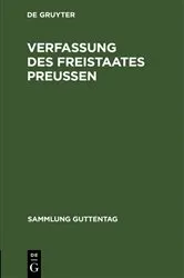 Book cover of Verfassung des Freistaates Preußen by Unknown