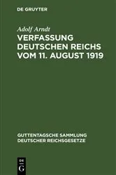 Book cover of Verfassung Deutschen Reichs vom 11. August 1919 by Unknown