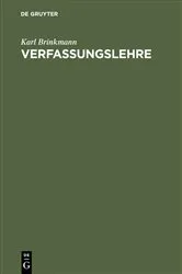 Book cover of Verfassungslehre (2nd ed.) by Karl Brinkmann
