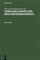 Book cover of Verhandlungen des Reichseisenbahnrats. Heft 14/1926 by Reichsverkehrsministerium