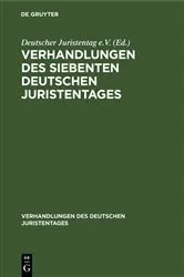 Book cover of Verhandlungen des siebenten deutschen Juristentages by Unknown