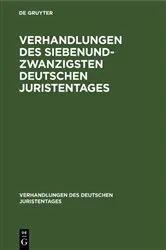Book cover of Verhandlungen des Siebenundzwanzigsten Deutschen Juristentages by Unknown
