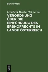 Book cover of Verordnung über die Einführung des Erbhofrechts im Lande Österreich by Leonhard Meukel