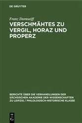 Book cover of Verschmähtes zu Vergil, Horaz und Properz by Franz Dornseiff