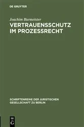 Book cover of Vertrauensschutz im Prozeßrecht by Unknown