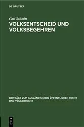 Book cover of Volksentscheid und Volksbegehren by Carl Schmitt