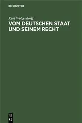 Book cover of Vom deutschen Staat und seinem Recht by Unknown