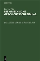 Book cover of Von den Anfängen bis Thukydides. Text by Kurt von Fritz