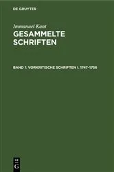 Book cover of Vorkritische Schriften I. 1747–1756 by Immanuel Kant