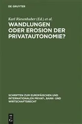 Book cover of Wandlungen oder Erosion der Privatautonomie? by Unknown