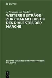Book cover of Weitere Beiträge zur Charakteristik des Dialektes der Marche by Unknown
