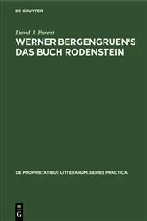 Book cover of Werner Bergengruen's Das Buch Rodenstein by David J. Parent