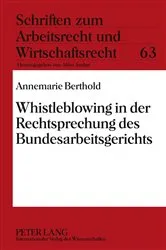 Book cover of Whistleblowing in der Rechtsprechung des Bundesarbeitsgerichts by Abbo Junker