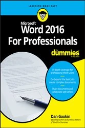 Book cover of Word 2016 For Professionals For Dummies by Dan Gookin