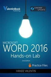 Book cover of Word 2016 Hands-On Lab by Handz Valentin