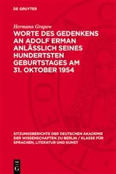 Book cover of Worte des Gedenkens an Adolf Erman anlässlich seines hundertsten Geburtstages am 31. Oktober 1954 by Hermann Grapow