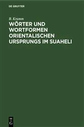 Book cover of Wörter und Wortformen Orientalischen Ursprungs im Suaheli by Unknown