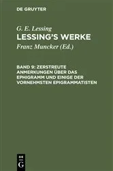 Book cover of Zerstreute Anmerkungen über das Ephigramm und einige der vornehmsten Epigrammatisten by Franz Muncker
