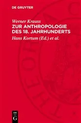 Book cover of Zur Anthropologie des 18. Jahrhunderts by Werner Krauss