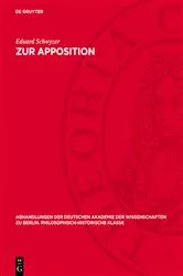 Book cover of Zur Apposition by Eduard Schwyzer