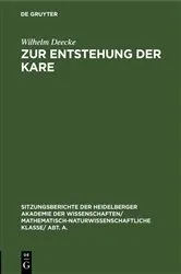 Book cover of Zur Entstehung der Kare by Wilhelm Deecke