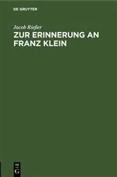 Book cover of Zur Erinnerung an Franz Klein by Jacob Rießer
